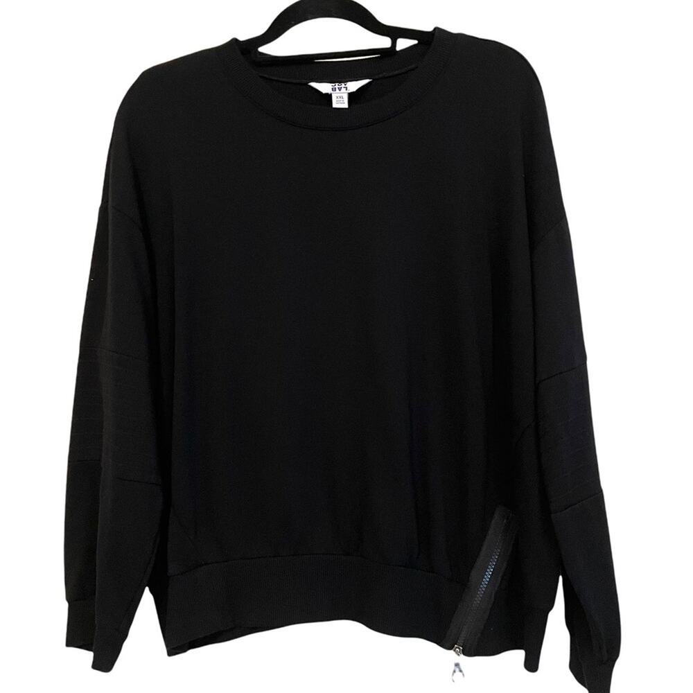 Joy Lab Black‎ Sweatshirt with Zipper at waist and banding detailing on Arm XXL